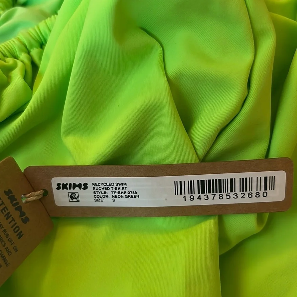 skims (B10) swim ruched tshirt NWT SIZE S NEON GREEN